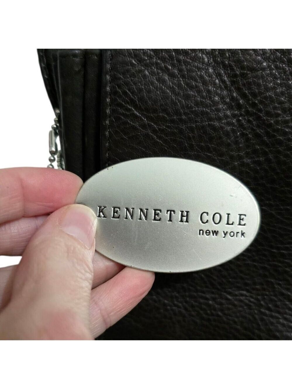 Kenneth Cole Black Genuine Leather Saddlebag Crossbody Purse - Picture 5 of 15
